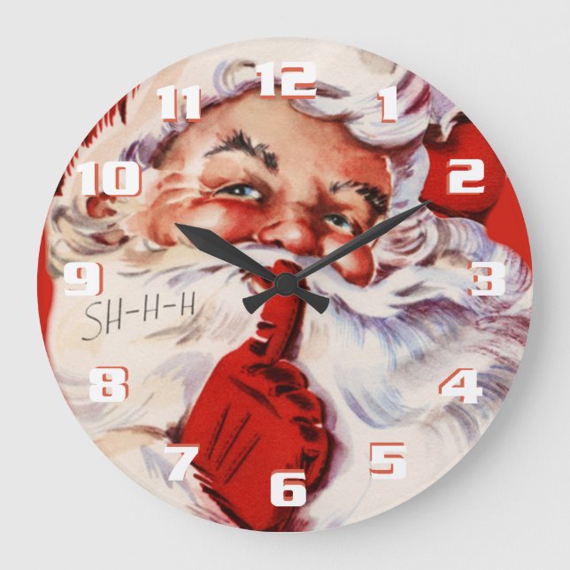Whimsical and Fun Vintage Santa Large Clock (Front)