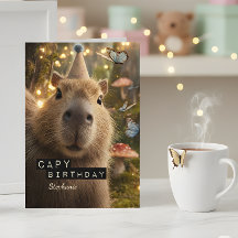 Whimsical and Funny Capybara Birthday Card