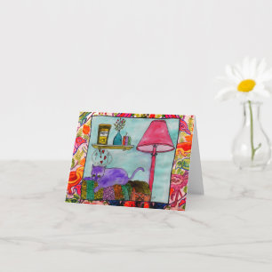 Whimsical and Funny Cat Painting Greeting Cards