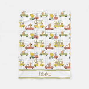 Whimsical Animal Friends Driving Vehicles  Fleece Blanket