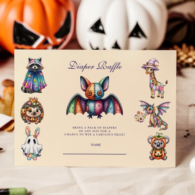 Whimsical Animal Halloween Diapper Raffle Enclosure Card (Creator Uploaded)