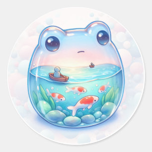 Whimsical Animal Jars - Frog -  Classic Round Sticker