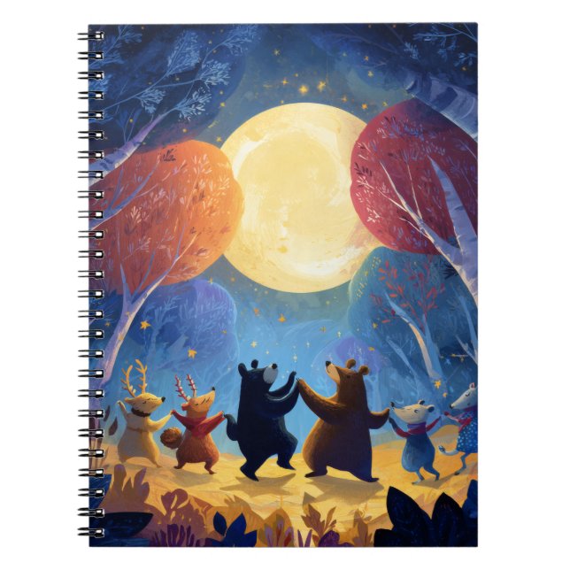 Whimsical Animal Moon Dance Notebook (Front)