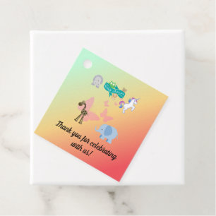 Whimsical Animal Parade Green Yellow Orange Favour Tags