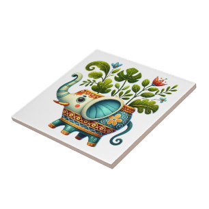 Whimsical Animal Planter Ceramic Tile