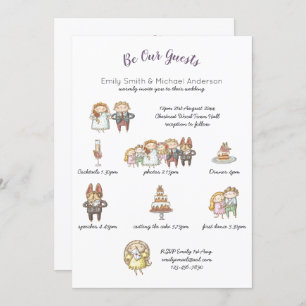 Whimsical Animal Timeline Wedding Invitations