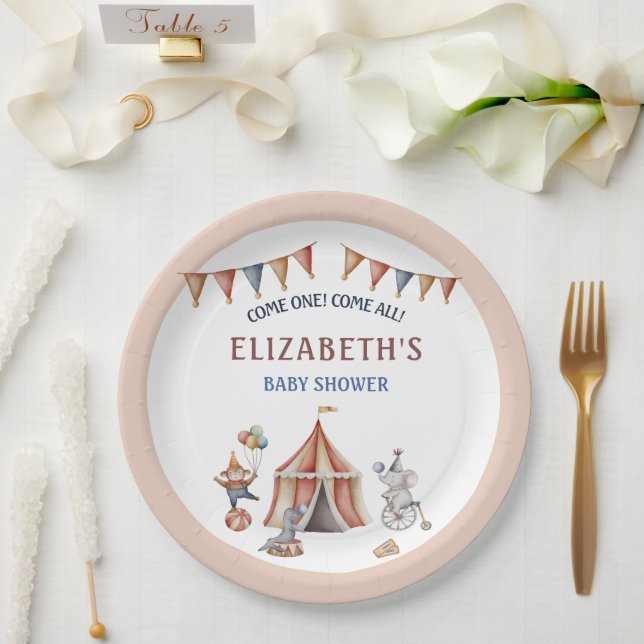 Whimsical Animals Circus Party Baby Shower Paper Plate (Wedding)