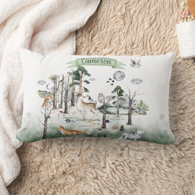 Whimsical Animals in the Woodland Customisable Lumbar Cushion (Blanket)