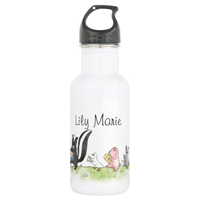 Whimsical Animals Marching Band Personalised   532 Ml Water Bottle (Front)