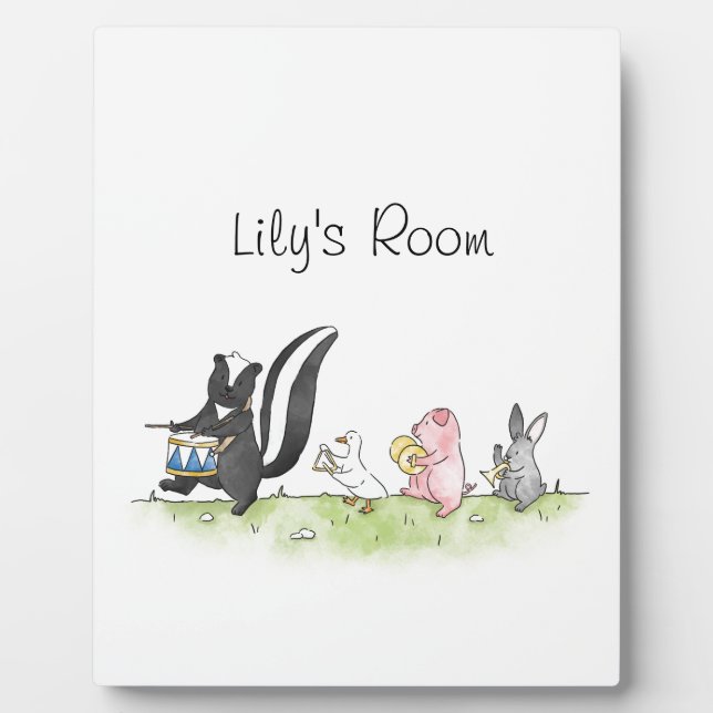 Whimsical Animals Marching Band Personalised Plaque (Front)