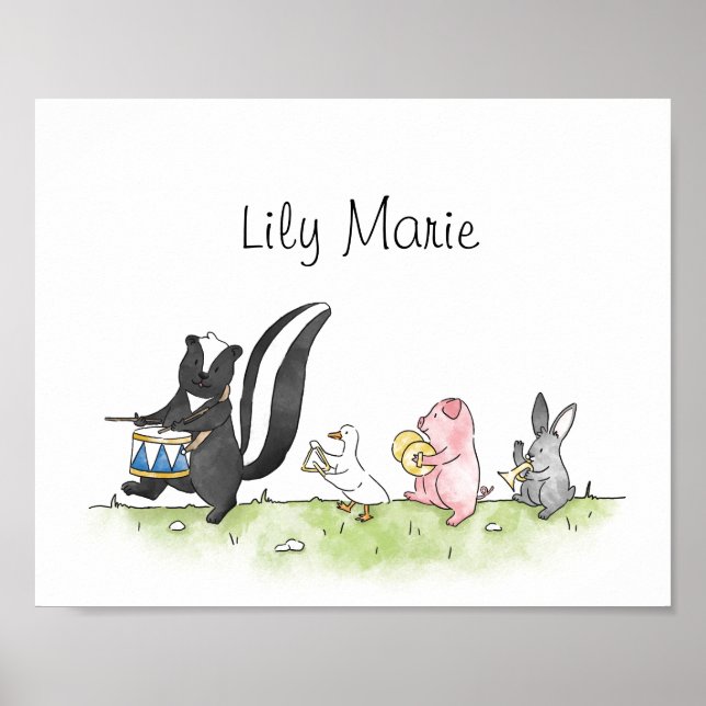 Whimsical Animals Marching Band Personalised    Poster (Front)