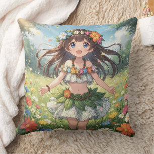 Whimsical Anime Girl Cushion