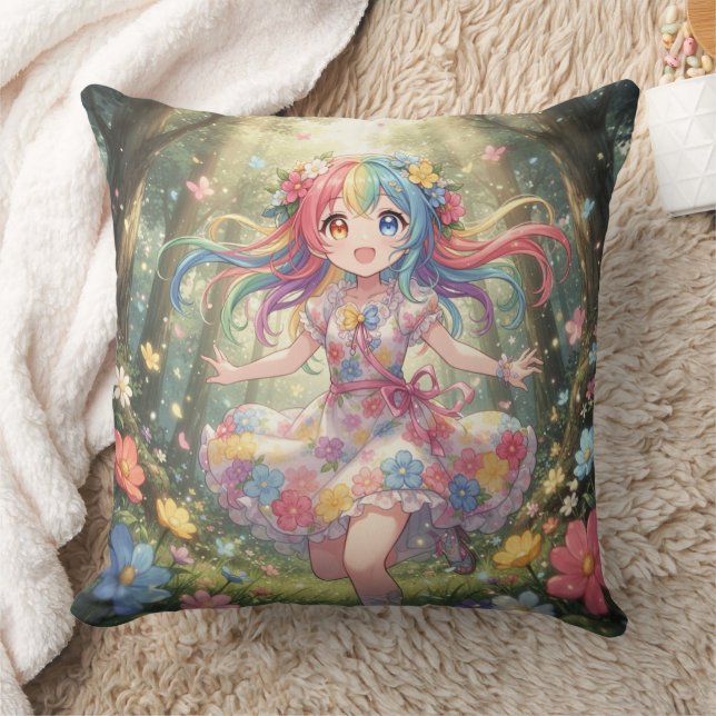Whimsical Anime Girl Cushion (Blanket)