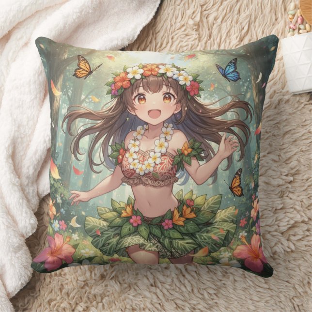Whimsical Anime Girl Cushion (Blanket)