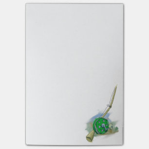 Whimsical Antique Fishing Reel Post-It Notes