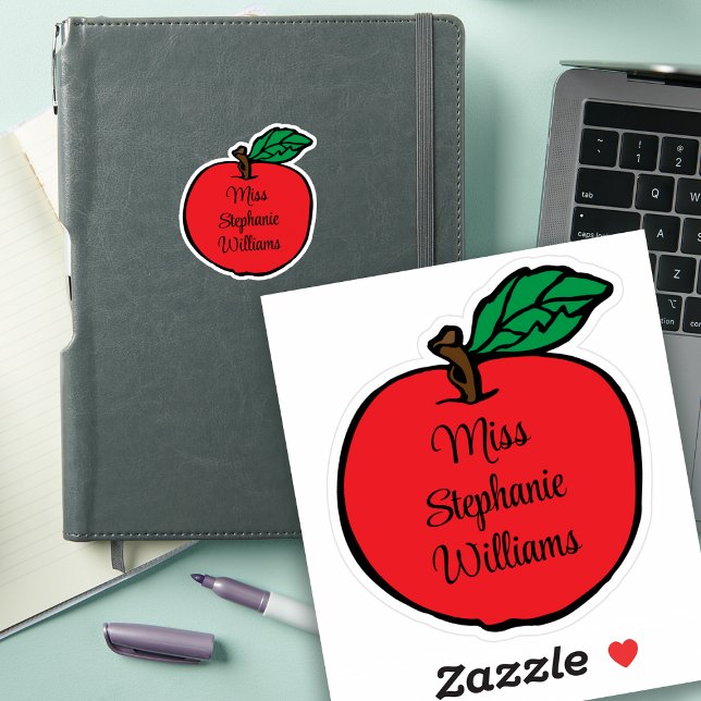 Whimsical Apple Teacher's Name Cutout Sticker (Personalize with an Apple Twist! 🍎✨)