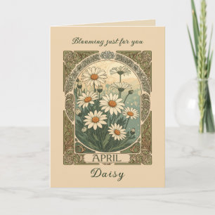 Whimsical April Blooms Art Nouveau Design Card
