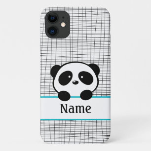 Whimsical Aqua Blue Personalised Panda iPhone 11 Case