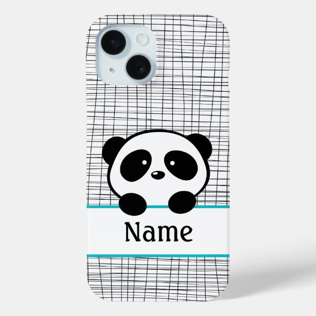 Whimsical Aqua Blue Personalised Panda Case-Mate iPhone Case (Back)