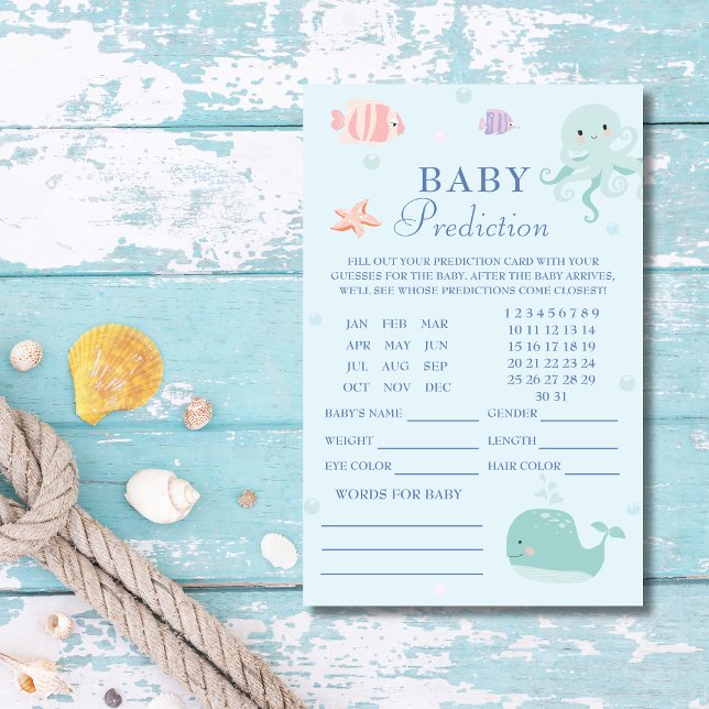 Whimsical Aqua Ocean Baby Predictions Flyer (Creator Uploaded)