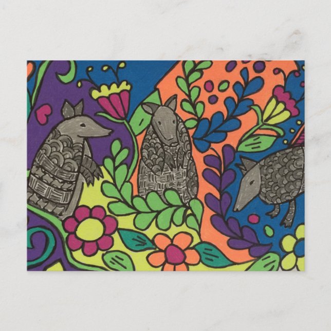 Whimsical Armadillos Postcard (Front)