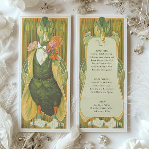 Whimsical Art Deco Duck Wedding Menu Card