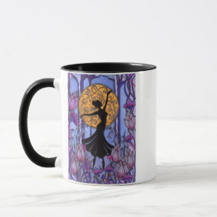 Whimsical Art Nouveau Dancing Silhouette Black Two Mug
