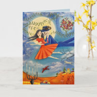 Whimsical Art Skeleton and Woman Eternal Love Card