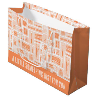 Whimsical Art Supplies Orange Pattern Creative Large Gift Bag