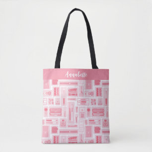 Whimsical Art Supplies Pattern Pink  Tote Bag