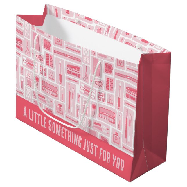 Whimsical Art Supplies Pink Pattern Creative Large Gift Bag (Front Angled)