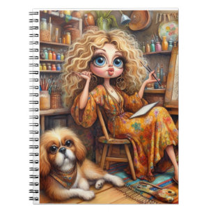 Whimsical Artist Girl Spiral Notebook