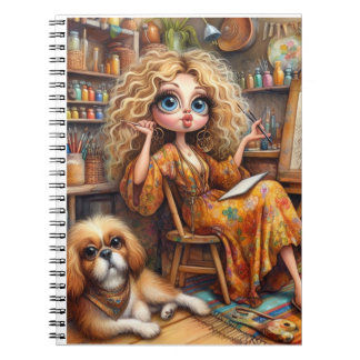Whimsical Artist Girl Spiral Notebook