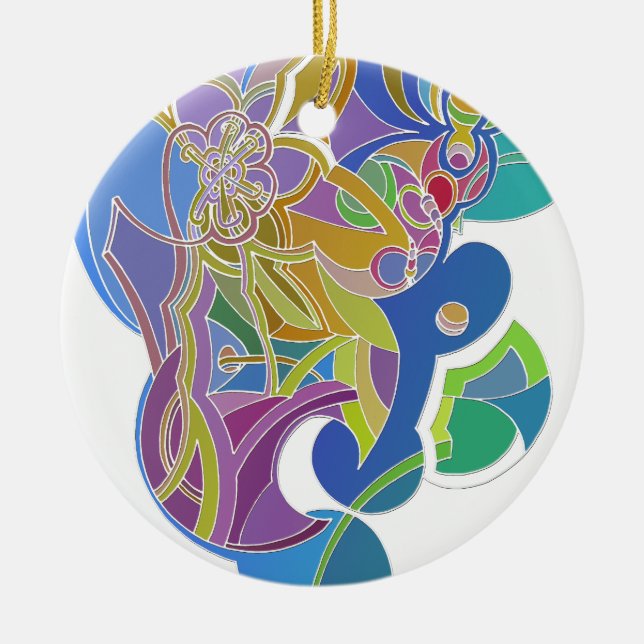 Whimsical Artwork Ceramic Ornament (Front)