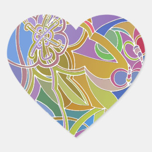 Whimsical Artwork Heart Sticker