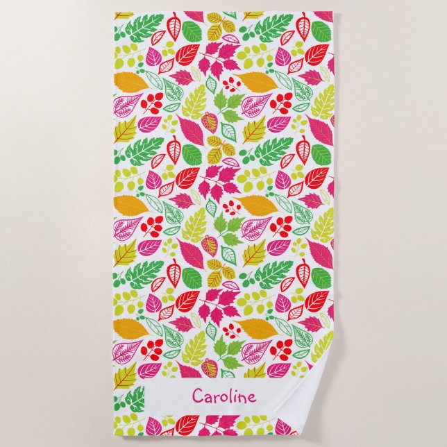 Whimsical Autumn Beach Towel (Front)