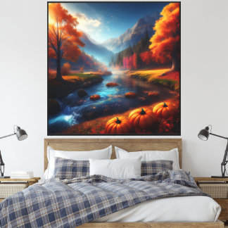 Whimsical Autumn Canvas Wall Art 40x40 inch