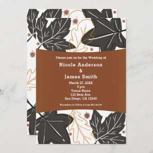Whimsical Autumn Fall Leaves & Acorns Wedding Invitation