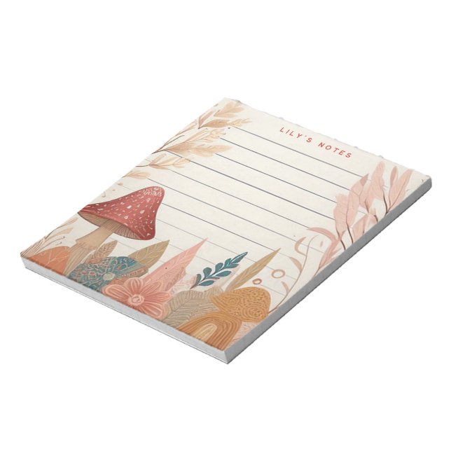 Whimsical Autumn Fall Mushrooms Personalised Notepad (Rotated)