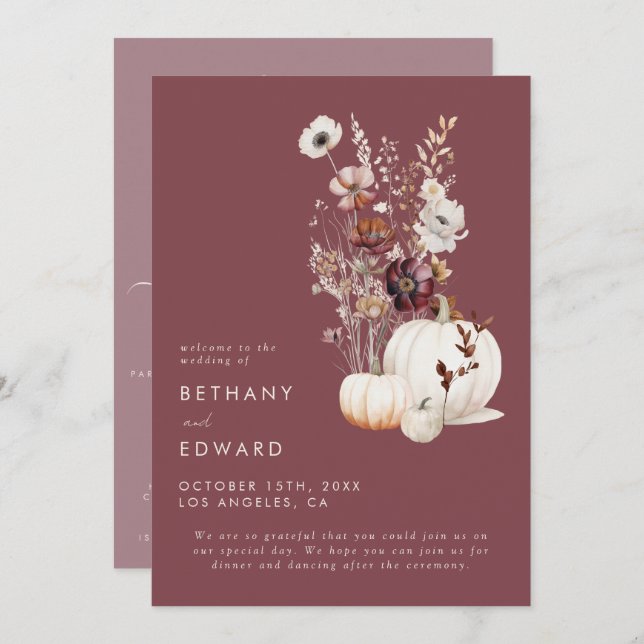 Whimsical Autumn Floral Wedding Program (Front/Back)