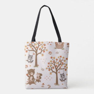 Whimsical Autumn Forest Animal Tote Bag