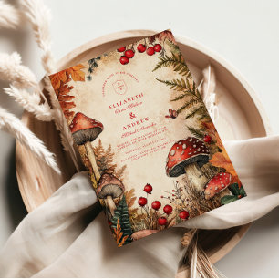 Whimsical Autumn Forest Romance Wedding Invitation