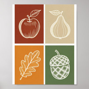 Whimsical Autumn Harvest Set Poster