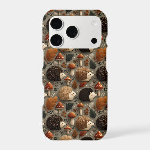 Whimsical Autumn Hedgehog & Mushroom Pattern
