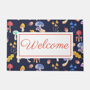Whimsical Autumn Mushrooms Welcome Doormat