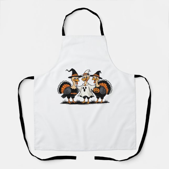Whimsical Autumn Patchwork Pumpkin  Cosy Fall Flor Apron (Front)