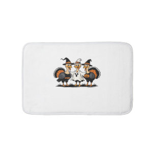 Whimsical Autumn Patchwork Pumpkin Cozy Fall Flor Bath Mat