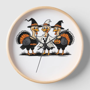 Whimsical Autumn Patchwork Pumpkin  Cozy Fall Flor Clock