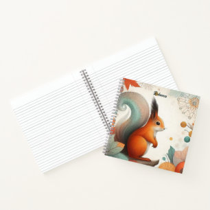 Whimsical Autumn Squirrel Personalised Notebook