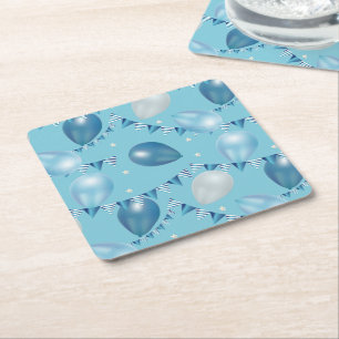 Whimsical Baby Blue Party Coasters